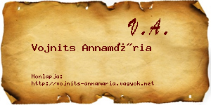 Vojnits Annamária névjegykártya